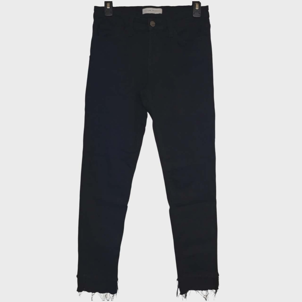 Flying Monkey Black Denim Jeans Womens Size 26 Distressed Raw Hem Skinny
